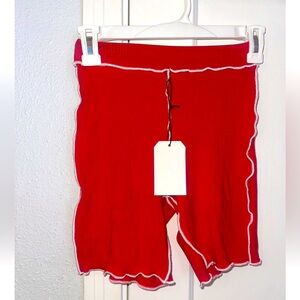 XS Fashion Brand Company Tencel Rib Bike Shorts in Maraschino
